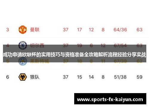 成功申请欧联杯的实用技巧与资格准备全攻略解析流程经验分享实战